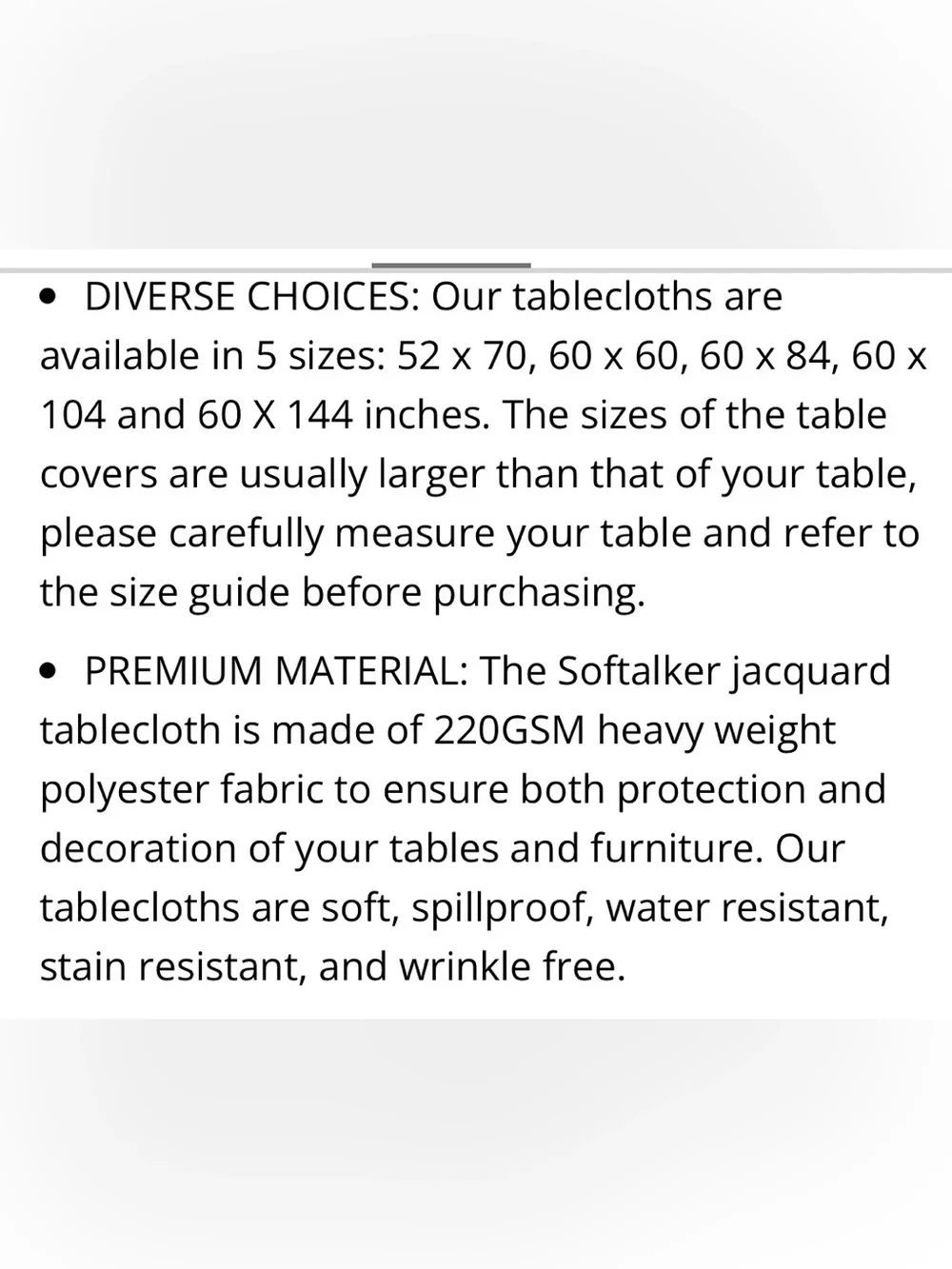 Black Damask Jacquard Tablecloth Waterproof Stain-Resistant 60x120”